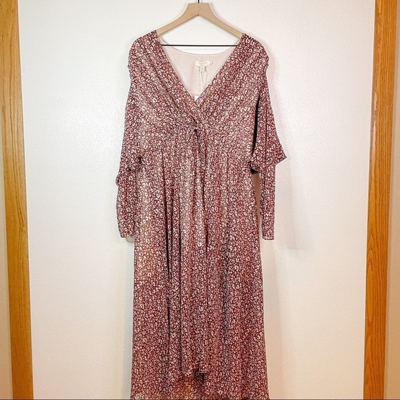 NWT Ted Baker Vallyy Boho Dress Draped Surplice V-Neck Long Sleeve Floral - Picture 4 of 16